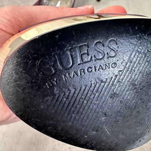 Guess by Marciano Heels WMNS Maroon & Gold US Sz 8.5M Pumps Office Party Glossy - Picture 7 of 11